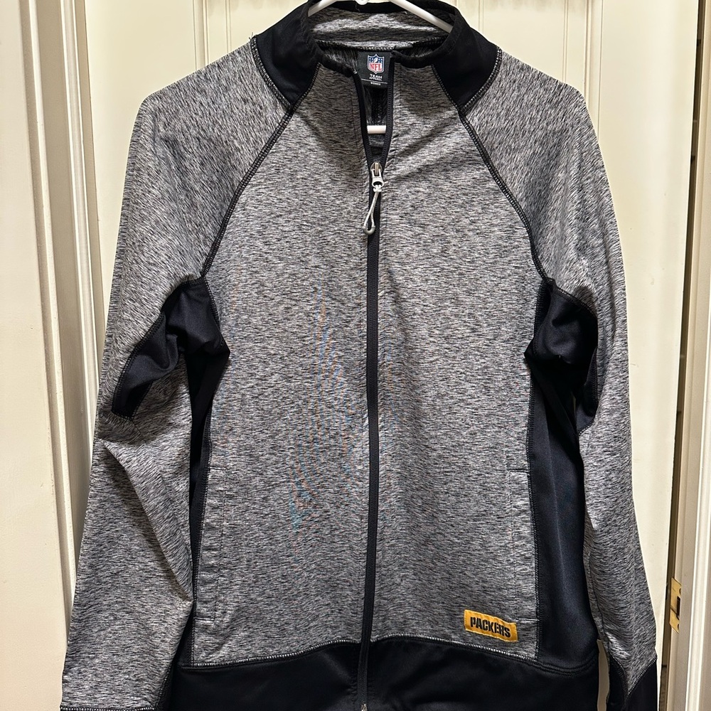NFL Packers Gray and Black Zip-Up Jacket